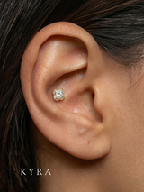 Lily cut CZ stud on Ear Conch Piercing