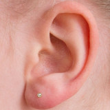 3mm Yellow Gold Plated Bezel set Clear CZ  on ear