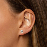 6mm Surgical Steel Square CZ Ear Stud on ear