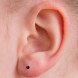 4mm Black Crystal Pearl Titanium  Ear Stud on ear