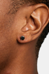 5mm Pol Black CZ Ear Stud in Medical Grade Surgical Steel on ear