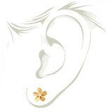 Orchid Flower ear studs in 18K Gold with threaded bell back
