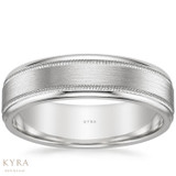 Double Milgrain Matte Finish Platinum Wedding Band