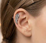 8mm Flat Back Disc Labret & Wing (Left Side) Threaded Top on the ear