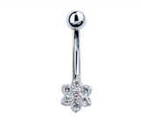White Gold 6 Petal Flower Gold Belly Banana bar(9.5mm)
