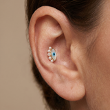 Evil Eye with Pearl Threaded Top on ear conch