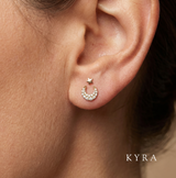 Crescent Moon with CZ Threaded Stud