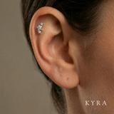 Graduating 3 Stars CZ Threaded Stud in 14K gold (Small)