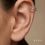 8mm, 3 Row Split CZ Hoop Earring on Ear Helix