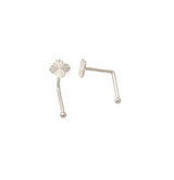 Solid White Gold L Nose Pin Laser Cut Clover