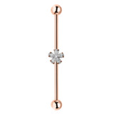 18K Gold Industrial Piercing Flower CZ