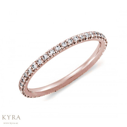 French Pave Full Eternity Natural Diamond Ring in 18K