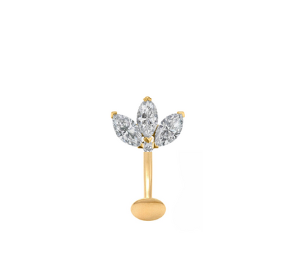 14K Floating CZ Tulip MQ w/ flat disc YG