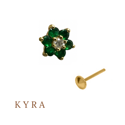 Genuine Emerald w/ Natural Diamond Stud