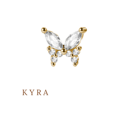 CZ Butterfly Flatback threaded stud w/cz