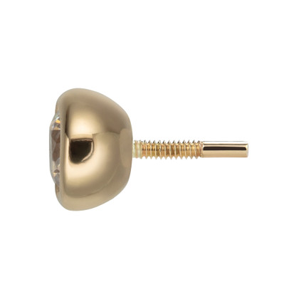 18K Gold Bezel Set Cubic Zirconia Threaded Stud