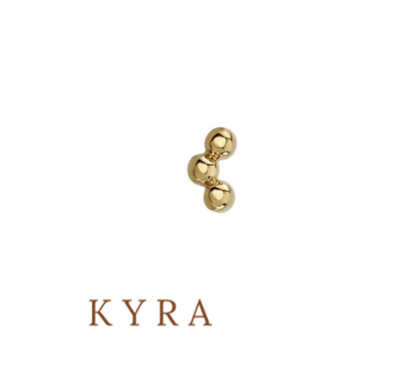 14K Solid Yellow Gold Tiny curved Bubble Ball Threaded Ear stud
