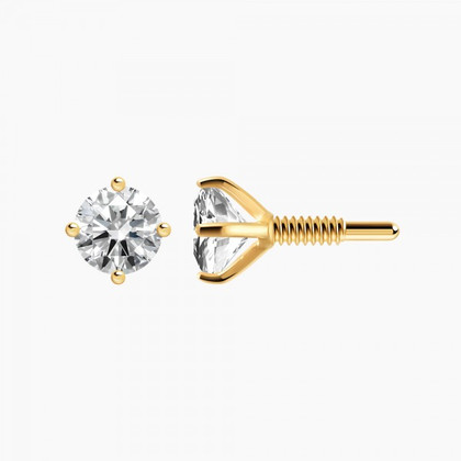 3mm Natural Diamond w/ threaded post set in 14K Solid Yellow Gold