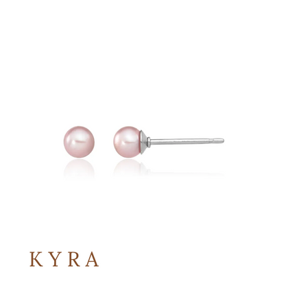 4mm Rosaline Pink Pearl Surgical Steel Earring