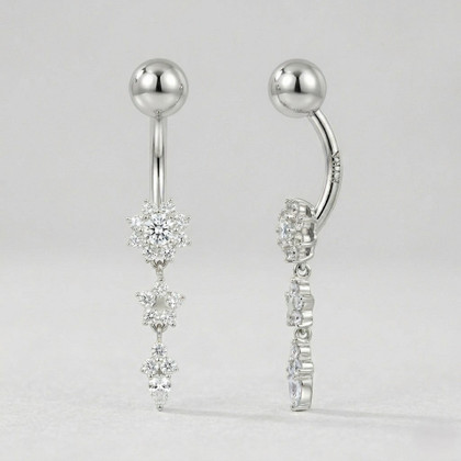 Surgical Steel CZ Flower Tassel Body Jewelry