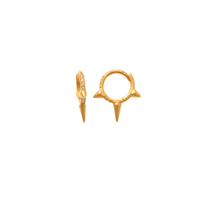 Golden CZ Spike Hoop Earring