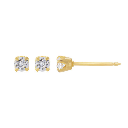 Premium Ear Stud w/Natural Diamond Solitaire set in YG