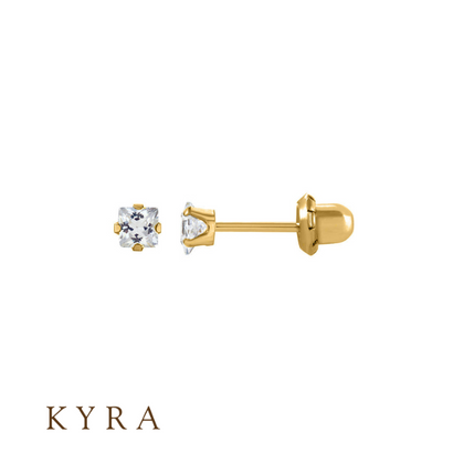 4mm CZ Square Solid Yellow Gold