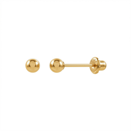 4mm Yellow Gold Plated Ball Ear Studed Plated Plain Ball Ear Studs
