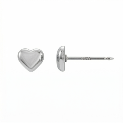 5mm Puffed Heart Ear Studs in Surgical Steel