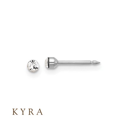 3mm Crystal Invisible Set in White Gold Plated Medical Grade Surgical Steel