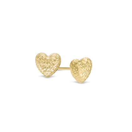 Premium Gold Diamond Cut Heart Ear Piercing Stud (YG)
