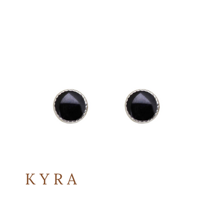 Surgical Steel Black disk Braid Ear Stud