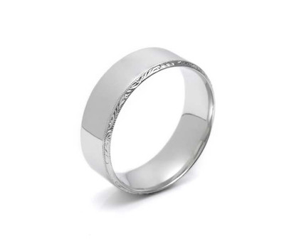 Men's Platinum Ring with Edge Engraving 6.5mm wide