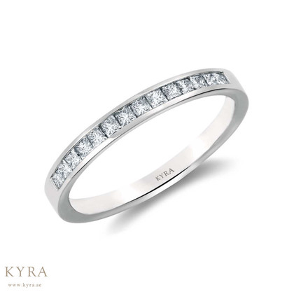 Platinum Band with Princess Cut Diamond 6mm wide