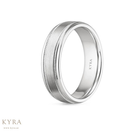 Double Milgrain Matte Finish Platinum Wedding Band