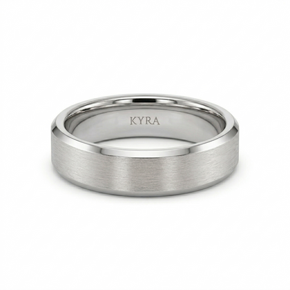 Beveled edge Thick Platinum Wedding Band