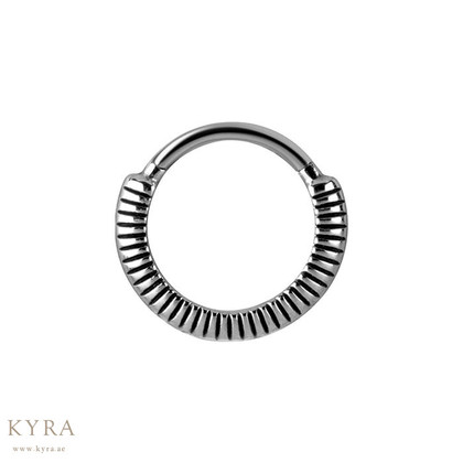 Surgical Steel 3D Feather Texture Clicker Ring