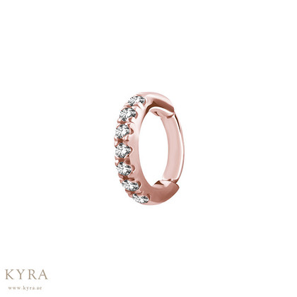 Rose Gold PVD Plated Surgical Steel Oval Hinged Clicker w/CZ