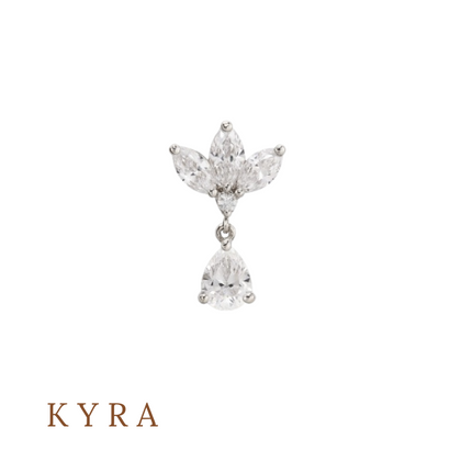 18K White Gold Tulip w/Dangling CZ Triangle