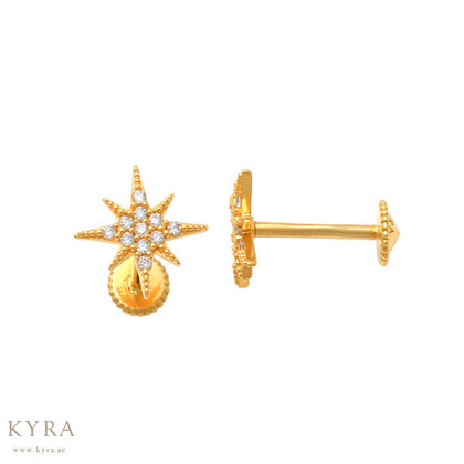 Northern Star Threaded Stud(Big) in 18K w/cz