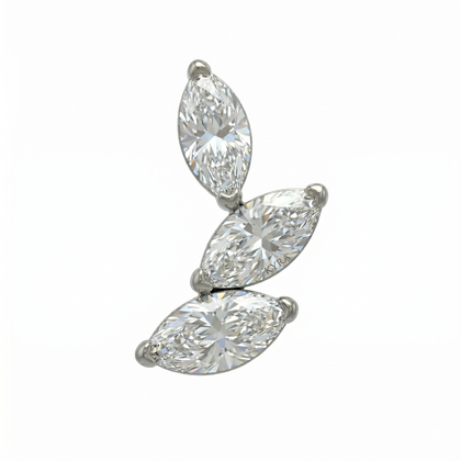 Leaf Vine Marquise CZ Threaded Stud (Left) Vertical frontal shot