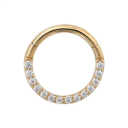 18K Yellow Gold Septum Clicker w/ CZ  8mm