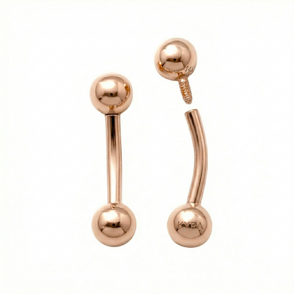 Solid Yellow Gold Curved Barbell w/ Ball ends