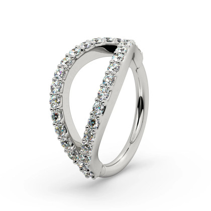2 Row Titanium Clicker Hoop with Cubic Zirconia(8mm)