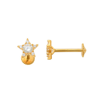 Medium Star CZ Threaded Stud