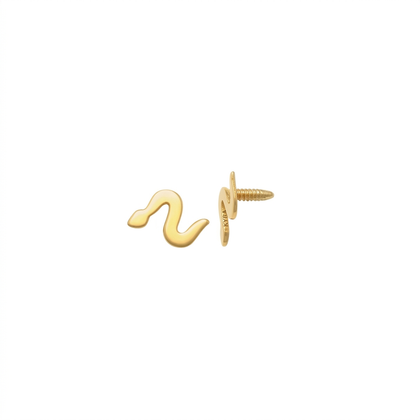 18K Gold Snake Threaded Stud
