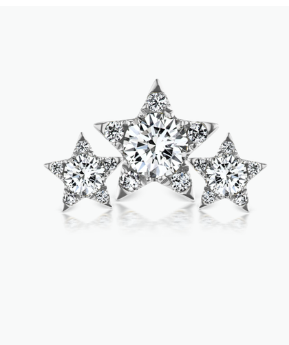 Floating Belly/Rook graduating stars w/CZ Curved bar