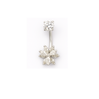 Magnolia Marquise Flower with Four Prong CZ Curved bar