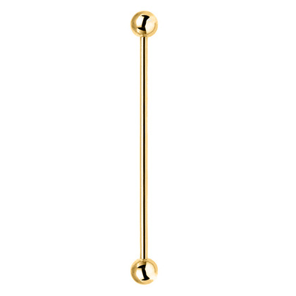 18K Gold Industrial barbell w/ Plain ball Yellow Gold