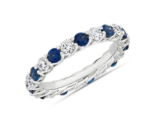 Full eternity Diamond, Blue Sapphire Ring